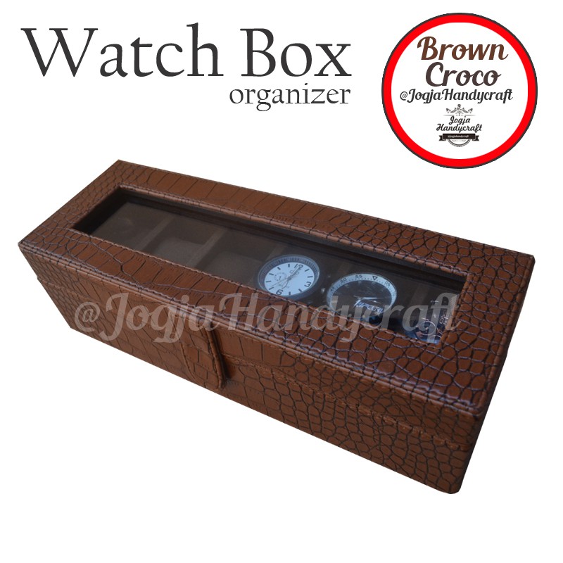 Elegan Brown Croco Watch Box For 6 Pcs Watches