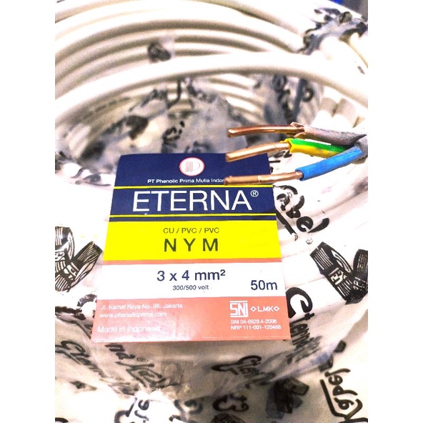 kabel eterna NYM 3x4 kawat tembaga