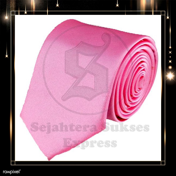 dasi panjang silk satin slim standart pink