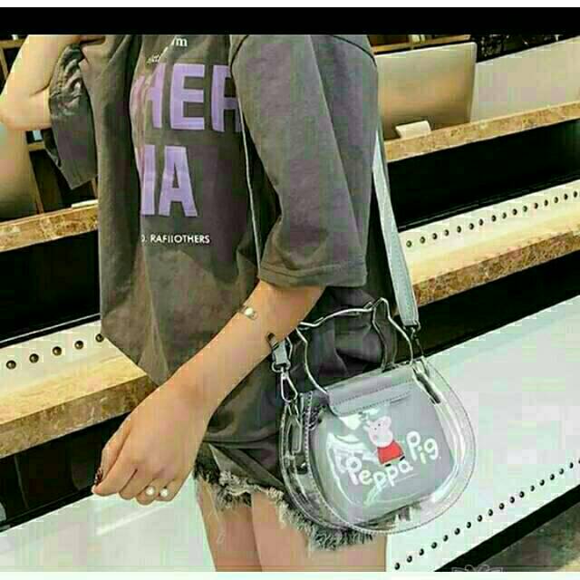 Sling bag Peppo pig mika transparan tas  wanita tas kecil