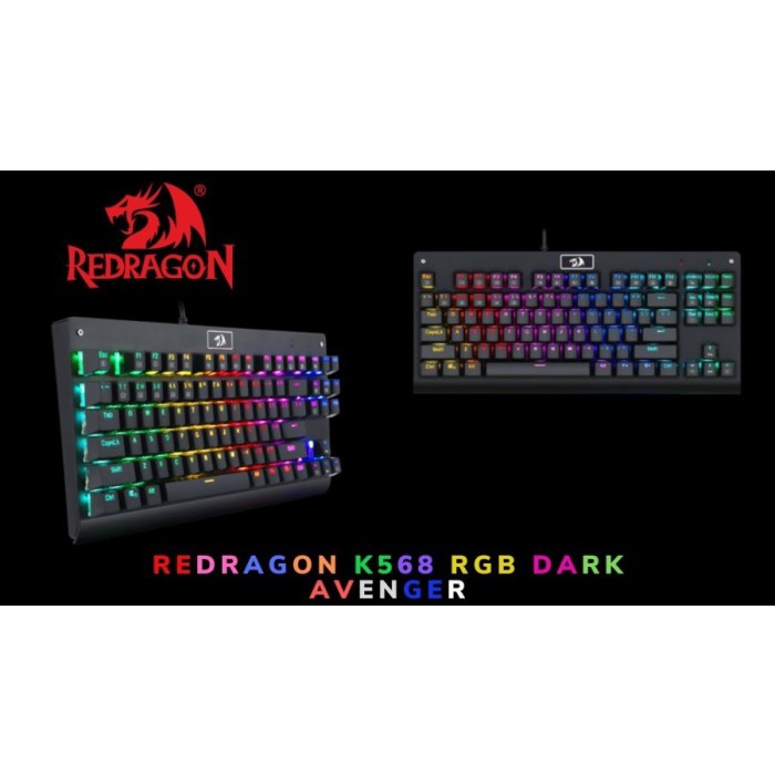 Keyboard gaming redragon mechanical RGB TKL dark avenger k568rgb-1