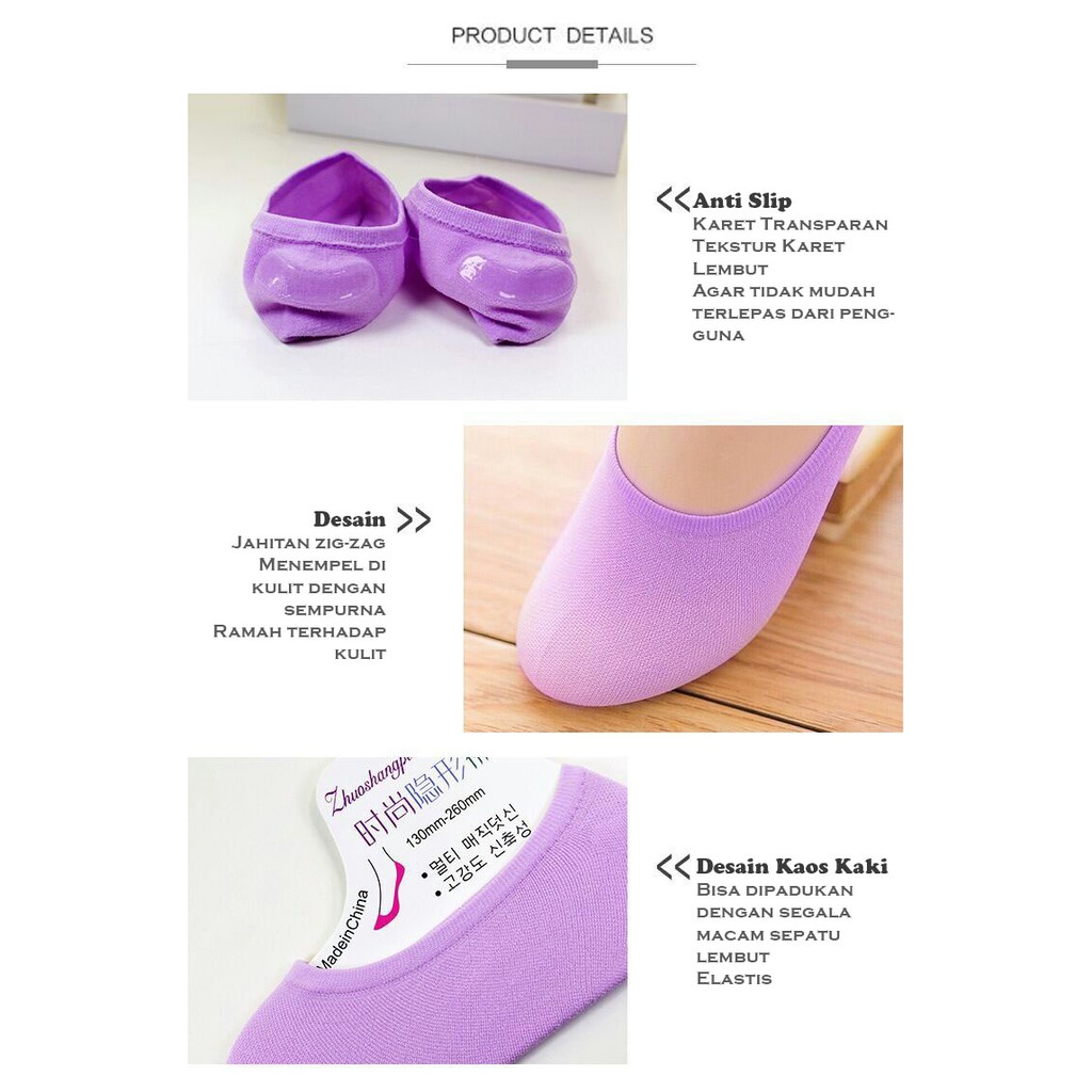 ANTI SLIP Grosir Kaos Kaki Pendek Wanita Lembut dan Elastis 19