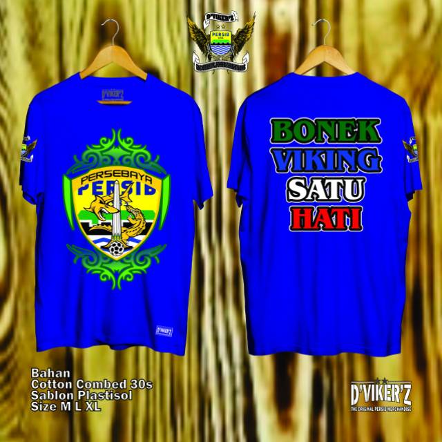 Kaos bonvik Persebaya Persib satu hati biru murah