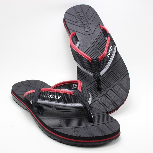 Loxley Sandal Jepit   Pria Aaron BLACK / RED Size 38-44