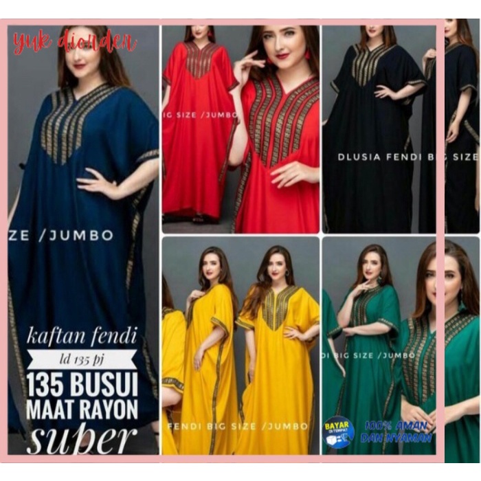 ✨ BISA COD ✨ DASTER ARAB JUMBO/ KAFTAN FENDI JUMBO - Hitam, XXXL