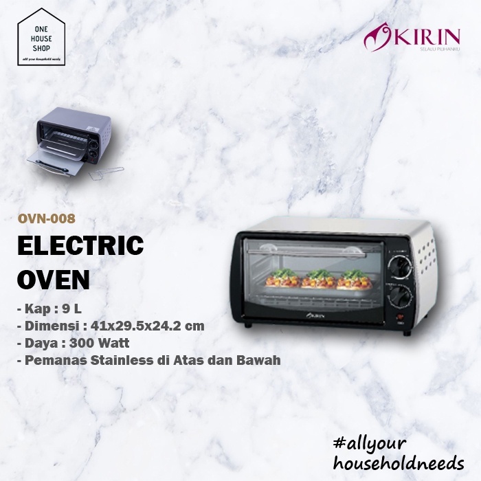 Electric Oven Hemat Listrik 9 Liter Low Watt 300 Watt Kirin KBO-90-M