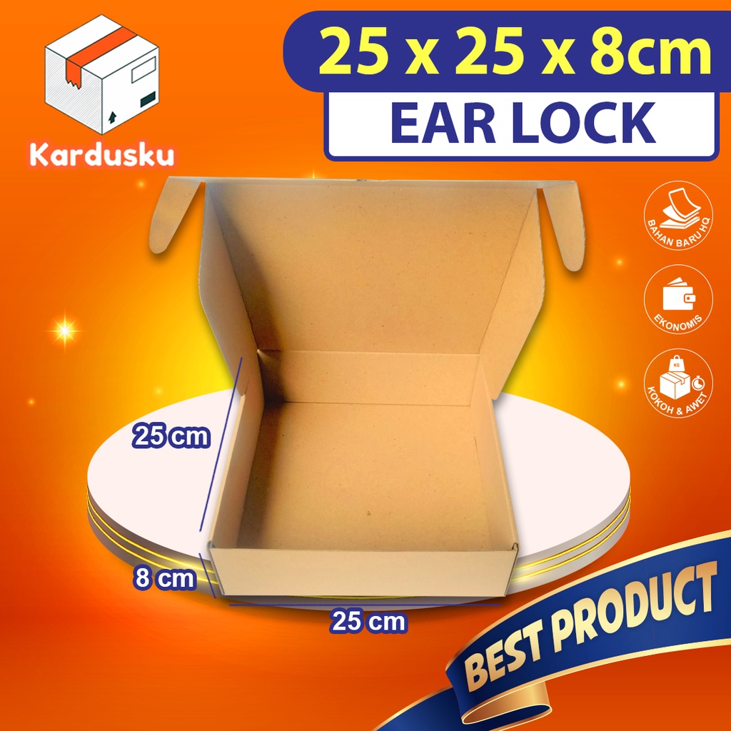 

Kardus Dus uk 25x25x8 cm (ECER) Die Cut Box Kotak Packing Aksesoris Baju Kue Hijab EARLOCK FULL