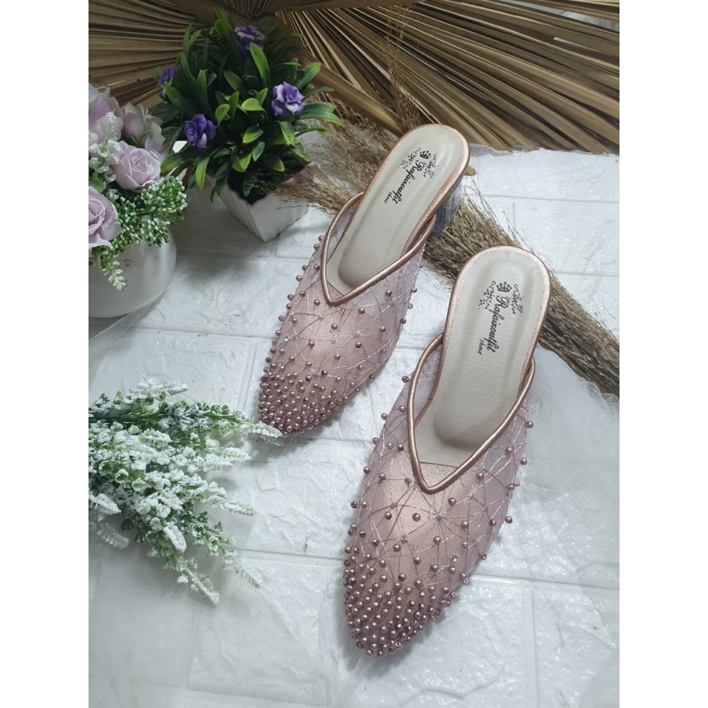 sepatu aqilla rosegold 5cm kaca