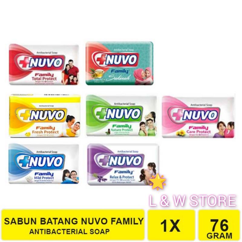 NUVO SABUN BATANG 76 GRAM / NUVO SABUN BATANG MANDI ANTIBACTERIAL