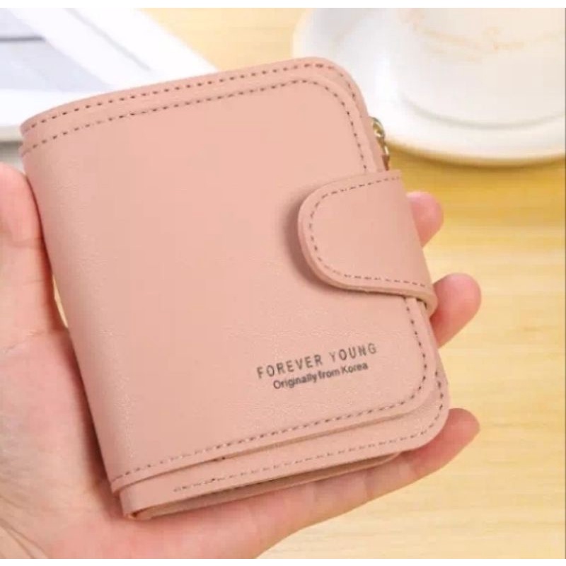 (IMPOR) DOMPET WANITA, DOMPET FOREVER YOUNG - dompet lipat mini wanita-dompet polos - Kode D09-Pink muda