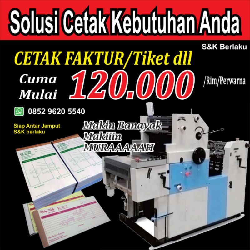 

cetak bon faktur, kwitansi dll