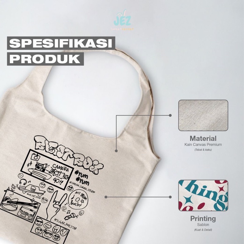 SEVYN CUSTOM KANVAS TOTEBAG AESTETIK FREE DESIGN PREMIUM SHOULDER BAG