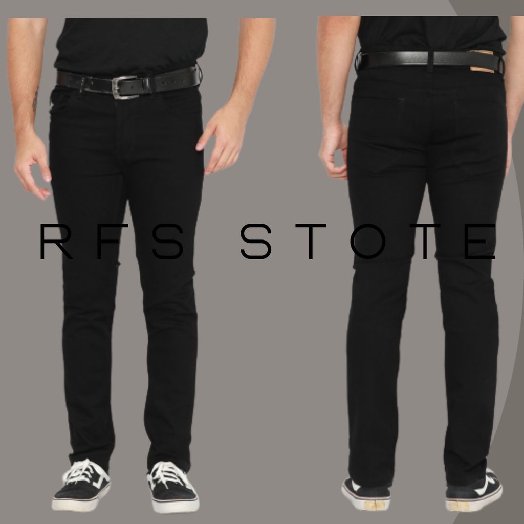 Celana Panjang Pria jeans Hitam Polos Slim Fit Stretch Skiny Pensil