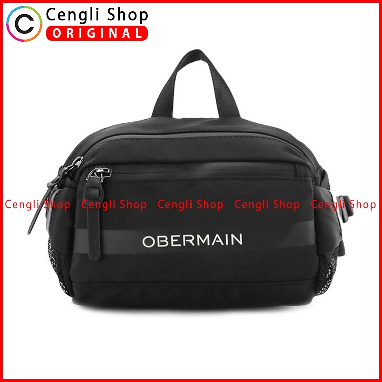 TAS SELEMPANG PINGGANG/DADA/BADAN PRIA OBERMAIN SLING WAIST/CHEST/BODY BAG ORIGINAL HITAM BLACK OM035