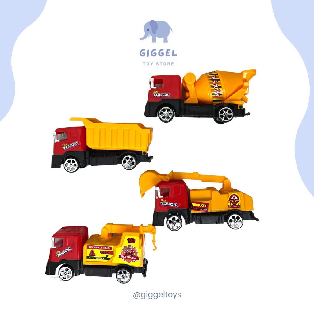 [ Giggel ] Mainan Mobil Truk Kontruksi / 4in1 Mobil Kontruksi / Mobil truck konstruksi tarik / Mainan Mobil Diecast 4in1 Kontruksi