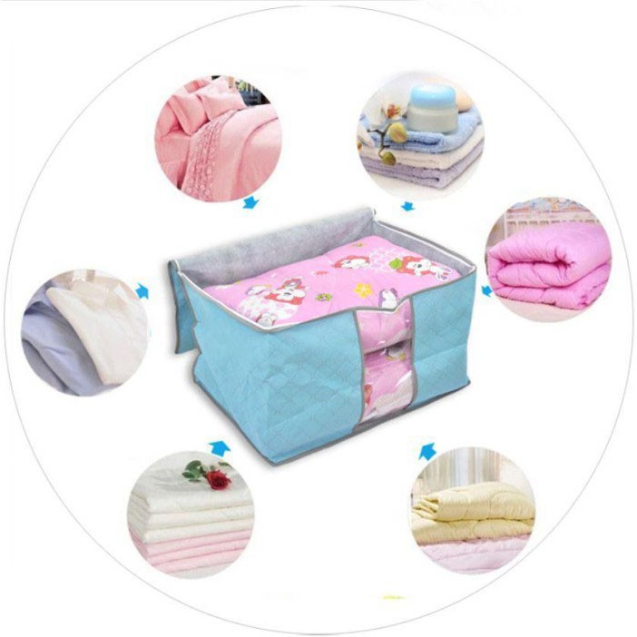 Tempat Penyimpanan Bed Cover Bamboo Storage Box Organizer Bag Kotak Penyimpanan Baju Selimut Dan Sprey Jumbo Serbaguna / Storage Box Baju Bayi / Keranjang Pakaian Baju Bayi / Box Organize