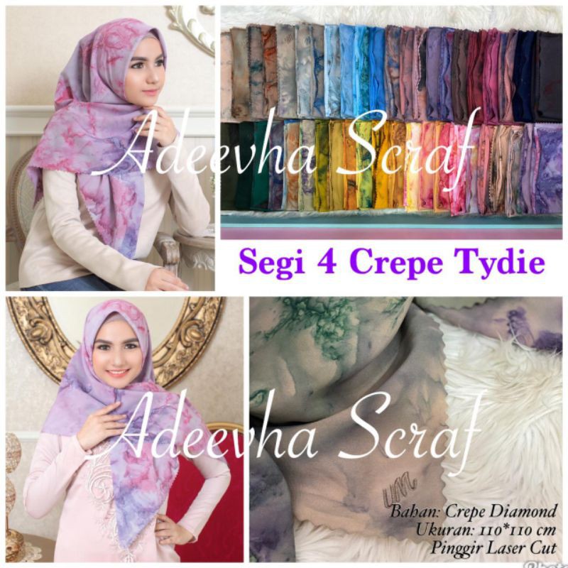 MaLaica Tie Dye Jilbab segi empat motif tie dye bahan voal Umama hijab