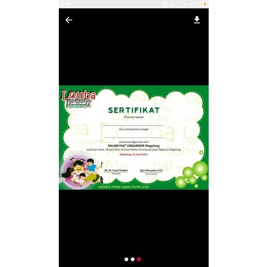 

PIAGAM PENGHARGAAN /SERTIFIKAT/UCAPAN TERIMA KASIH-SATUAN Berkualitas