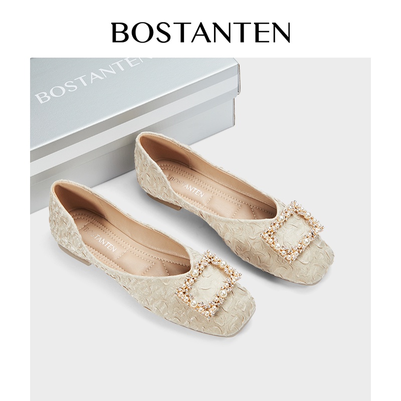 BOSTANTEN Flat Shoes Wanita Sepatu Kekinian Korean Style Aprikot Biru 36-40