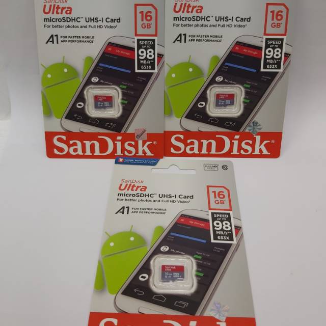 Memory Micro SD Sandisk Ultra 16gb Class 10 Speed 98 MB/S**