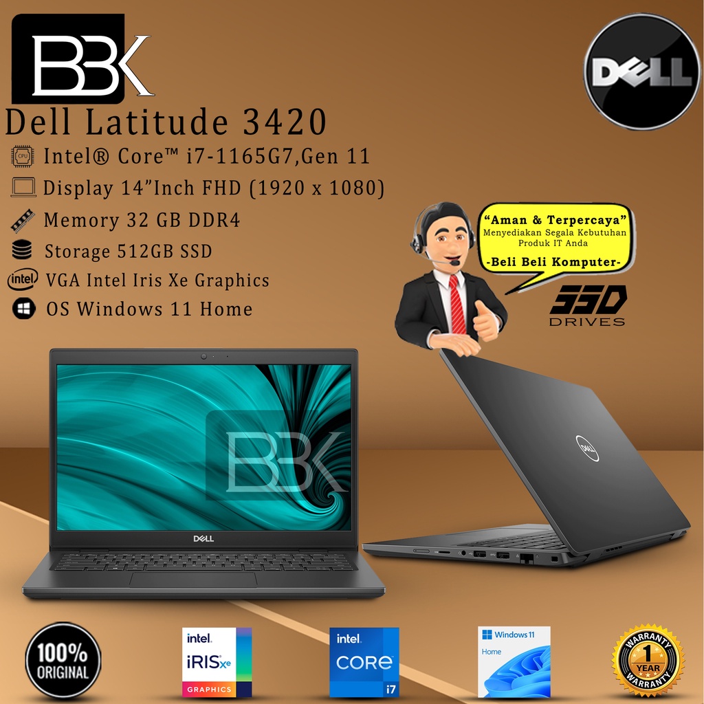 Dell Latitude 3420 Intel Core i7-1165G7 32GB 512GB SSD WIN11HSL 1YR