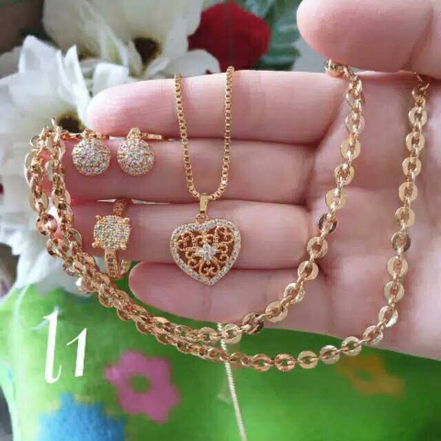 Set perhiasan xuping lapis emas 24 karat
