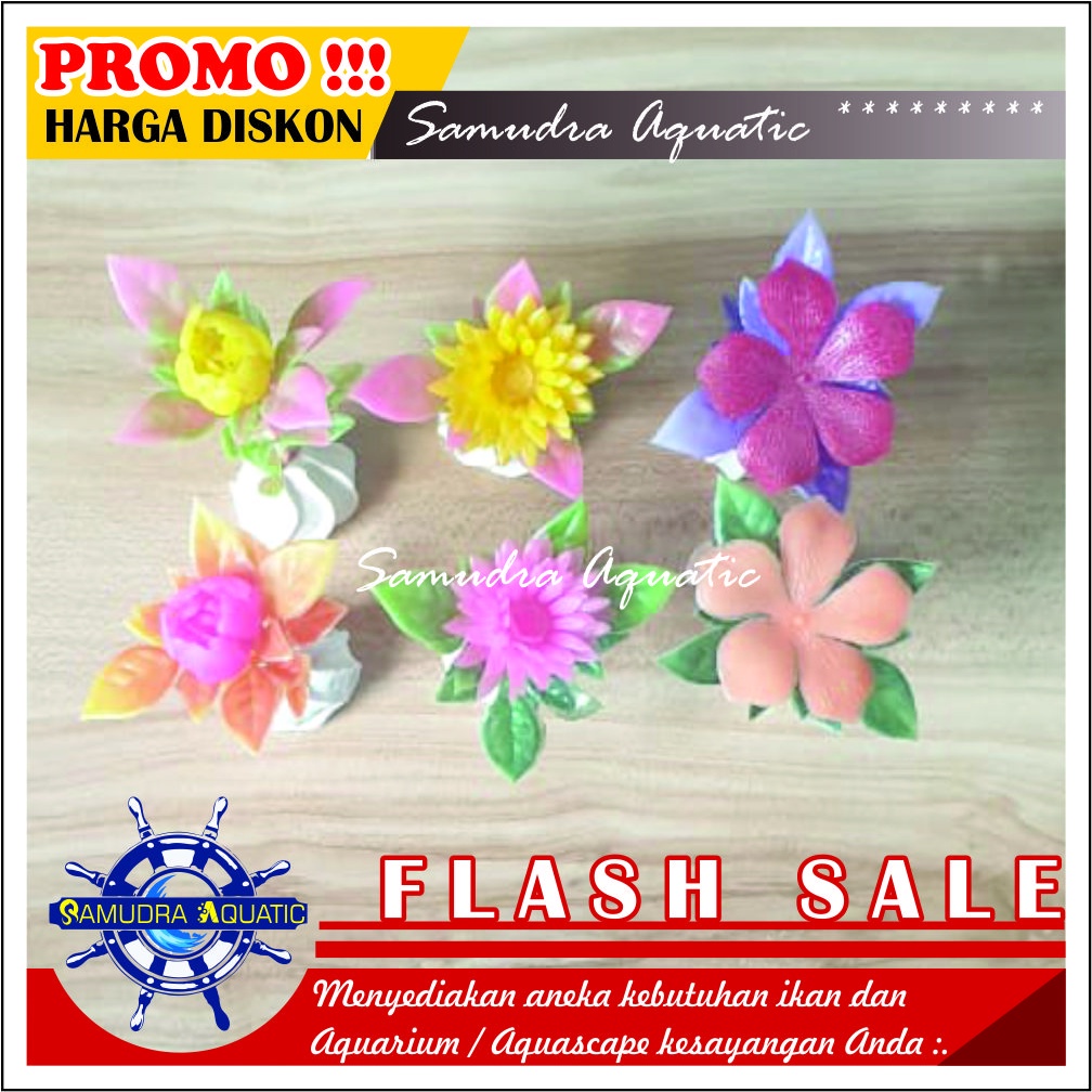 Tanaman Hias Aquarium BUNGA-BUNGA (CAMPUR), Hiasan Bunga Plastik Aquarium Aquascape
