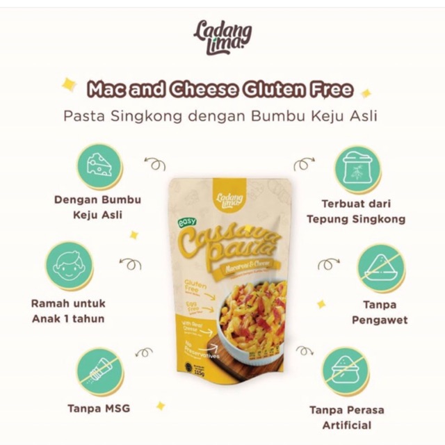 Ladanglima Cassava Pasta Mac Cheese Pasta Gluten Free Mac Cheese Pasta Mpasi Shopee Indonesia