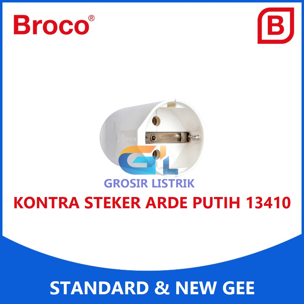 Broco Kontra Steker Arde Putih 13410 Sambungan Colokan 2P White Original Grosir Promo Murah