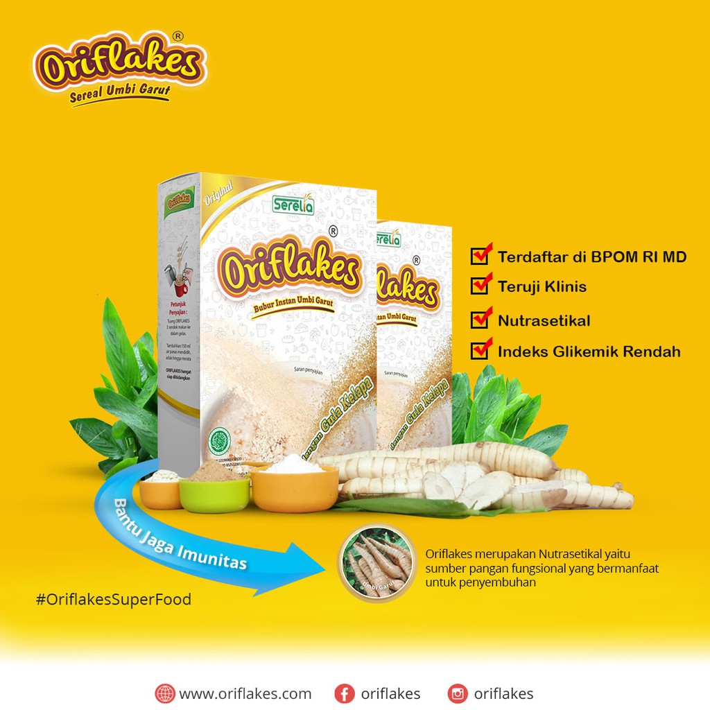 

RB22 ORIFLAKES SEREAL UMBI GARUT 350GR ORIGINAL PLAIN MEREDAKAN MAAG GERD