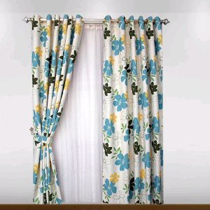 Jual Gorden Blackout Import Flower Biru Diskon
