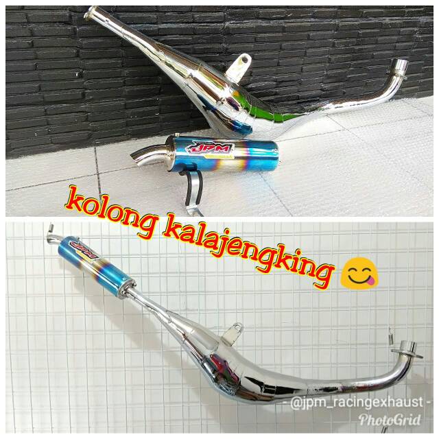 Knalpot jpm racing kolong kalajengking croom halfblue fiz r