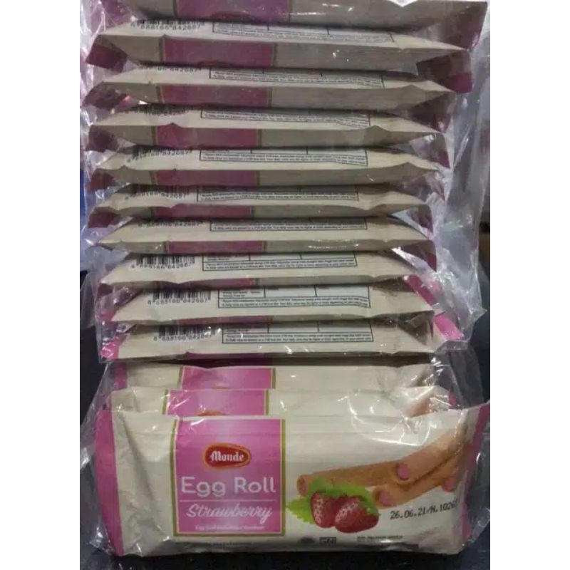 

Monde eggroll krim rasa strawberry dan coklat isi 10 pc