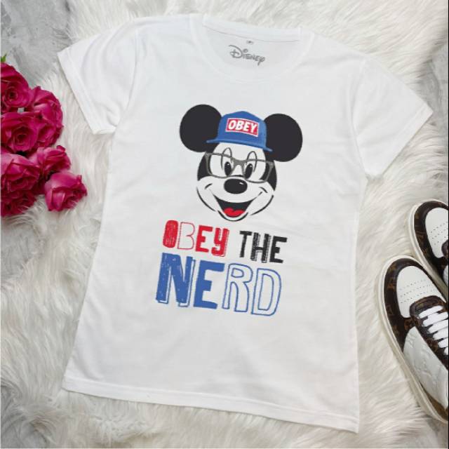 KAOS MICKSY MOUSE OBEY THE NERD/IMPORT TEE/DISNEY TEE /BL TEE