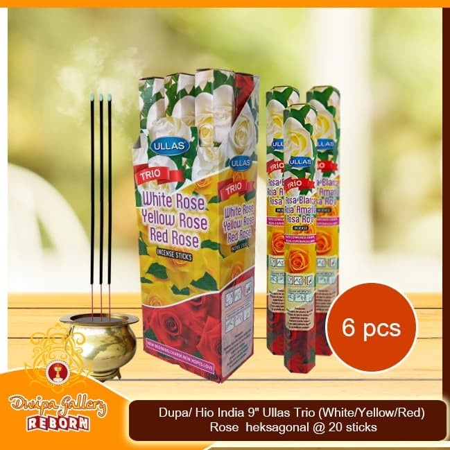 Dupa/Hio India 9&quot; Ullas Trio (White/Yellow/Red) heksagonal (6pcs/box)