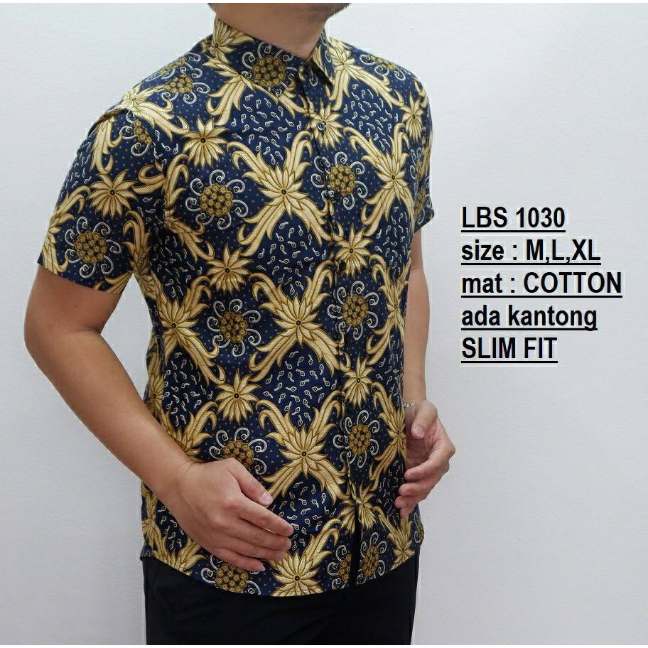 BATIK SOLO - BAJU BATIK PRIA - KEMEJA BATIK SLIM FIT - HEM PRIA - LENGAN PENDEK LBS 1030