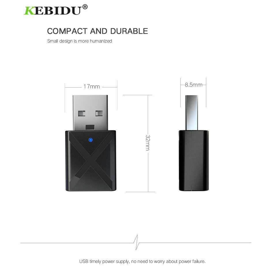 Bluetooth Transmitter &amp; Receiver Blutooth 5.0 Penerima &amp; Pemancar Jack 3.5 Audio blutut blutot KN320 KEBIDU USB Dongle HiFi Audio USB Bluetooth Receiver Transmitters 5.0 Wireless Audio Music Stereo adapter Dongle for TV PC Bluetooth Speaker Headphone