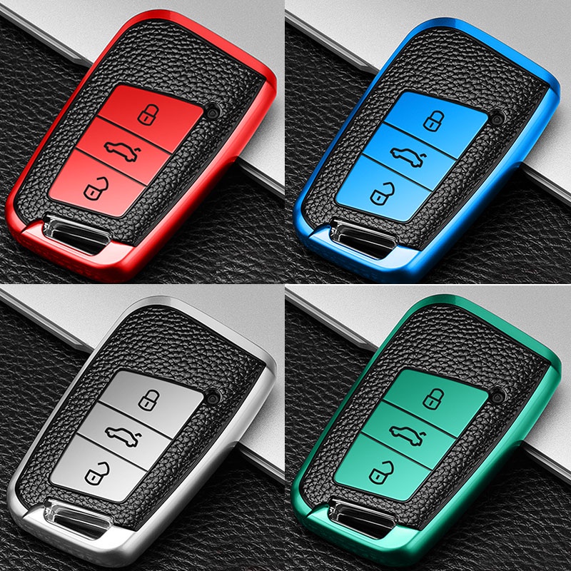 Casing Kunci Remote Mobil Bahan Kulit TPU Untuk VW Volkswagen Magotan Passat B8 Skoda Superb Kodiaq A7