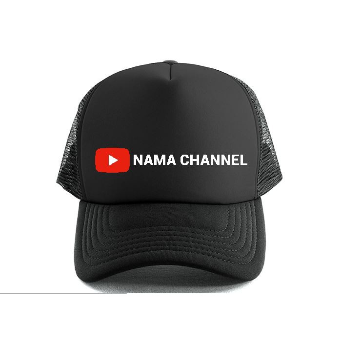 Topi Trucker Logo Custom Nama Youtube Channel Baseball Sablon Unisex