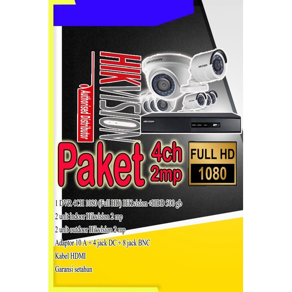 Paket CCTV Hikvision 8 ch 2 mp Original lengkap