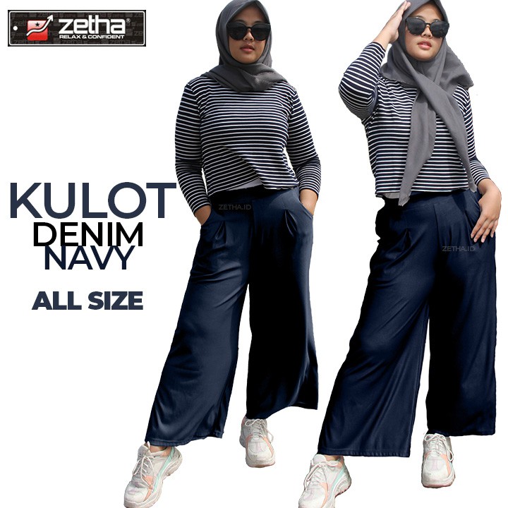 Celana kulot zetha warna denim navy  | ZETHA KULOT