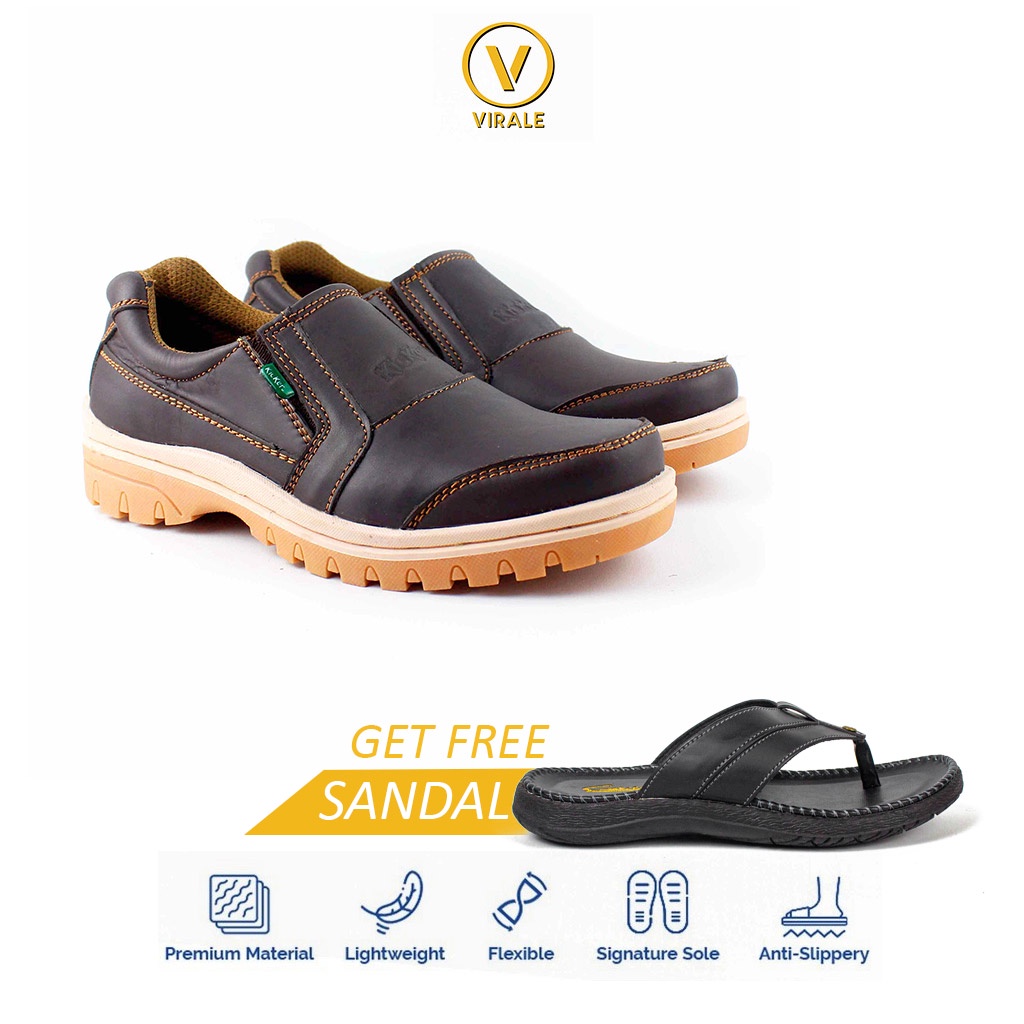 Sepatu Slip On Hirio Model Boot Outdoor Kulit Asli Keren Gratis Sandal Kulit CV 01