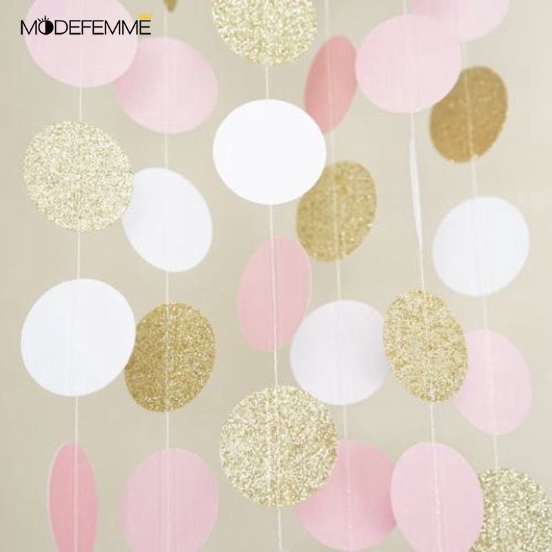 [ Glitter Circle Polka Dots Garland Banner Decoration For Christmas Festival Birthday Wedding Party ]