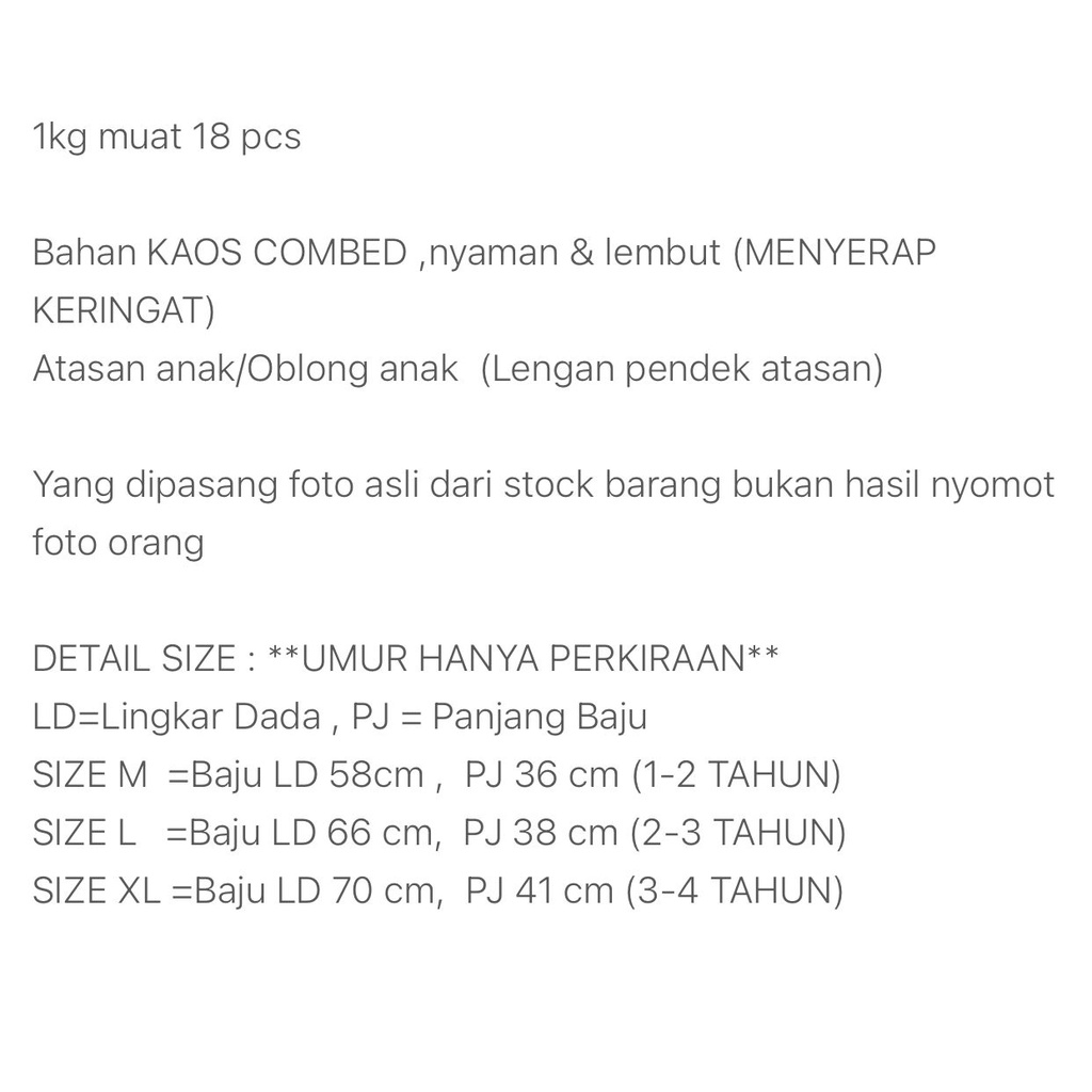 (1 KG MUAT 15 PCS) KAOS ATASAN PUTIH OBLONG ANAK LAKI-LAKI/COWOK KIDS BAHAN KAOS KATUN 1-4 TAHUN DORA MOON