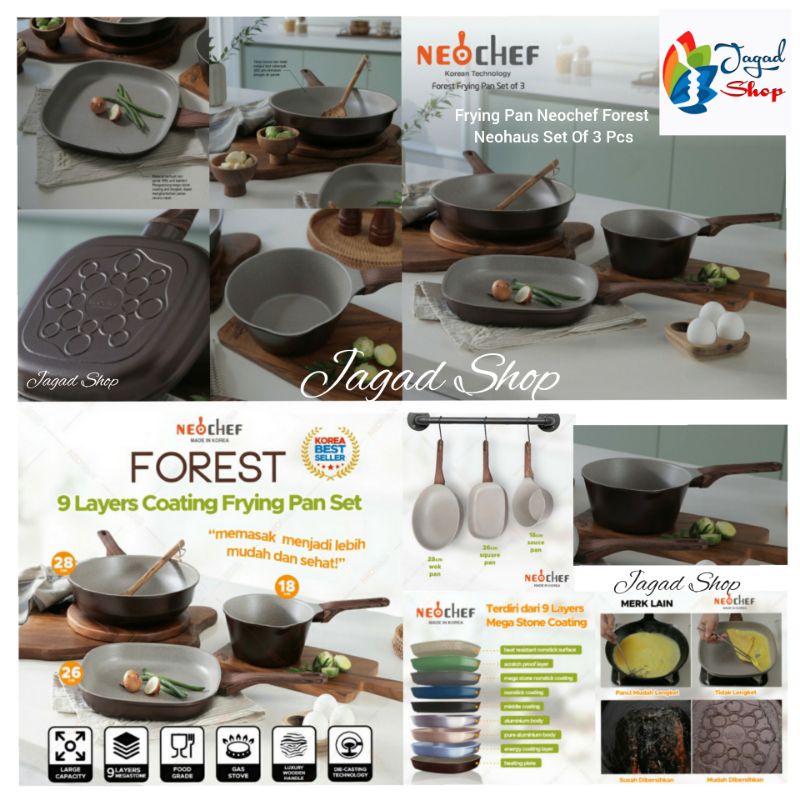Frying Pan Neochef Forest Neohaus Set Of 3 Pcs