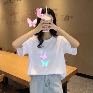 KAOS WANITA TERBARU 3D BUTTERFLY OVERSIZE TSHIRT PREMIUM 