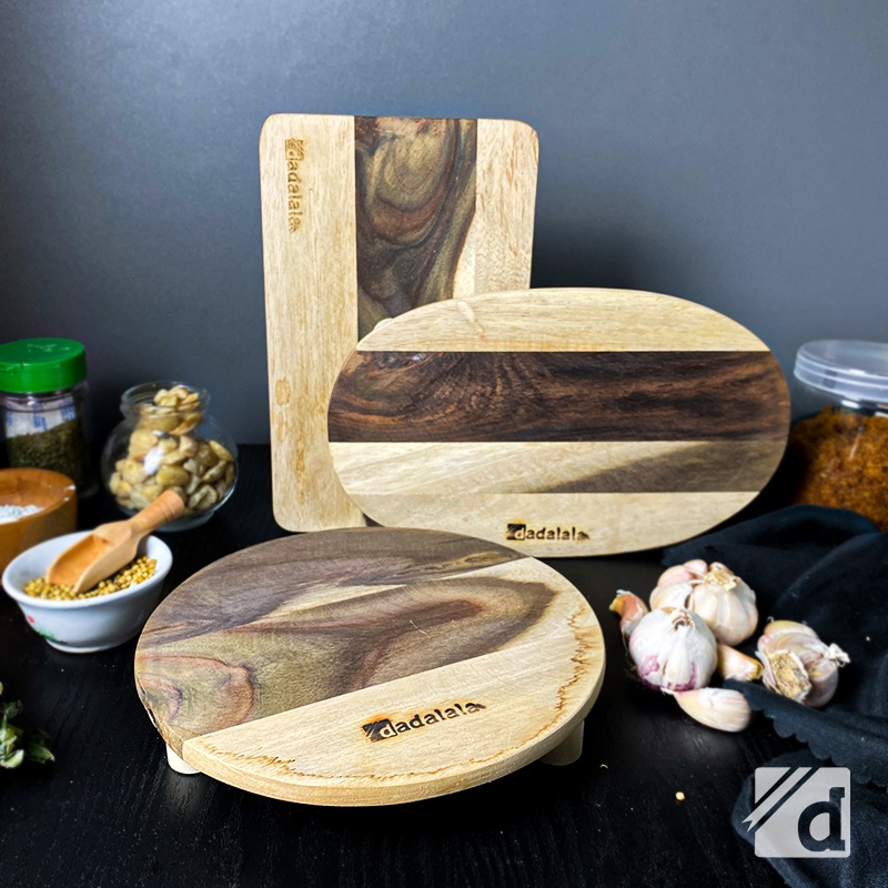 DADALALA Talenan Kayu (Cutting Board) Model Kaki Bahan Kayu Sonokeling - 3 Varian