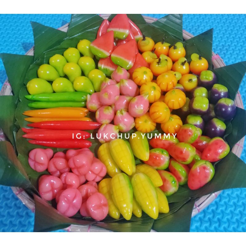 Kue Lukchup / Kue Tampah 100pcs Kue buah mini thailand Look Chup Dessert Hampers