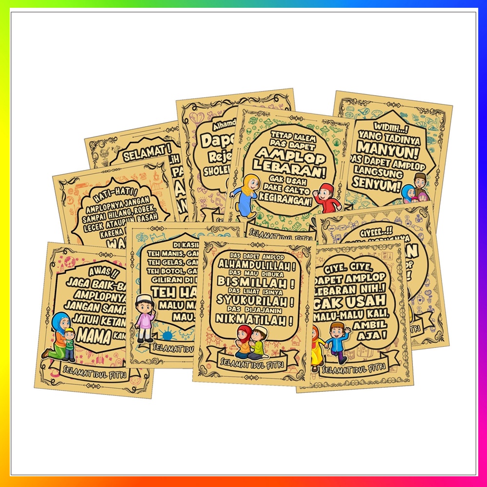 Amplop Angpau Lebaran Dengan Kata-Kata Yang Kocak Dan Motif Yang Lucu-Lucu Amplop Angpau Idul Fitri Amplop Lebaran Haji Amplop Idul Adha (1 Pack isi 10pcs )