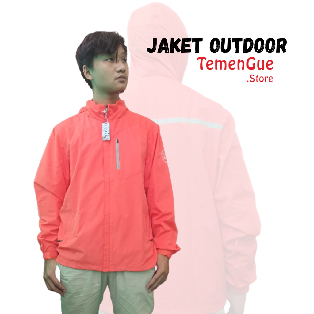 Jaket Outdoor Pria LANDAS Warna Orange, Ukuran XL SECOND dan MURAH